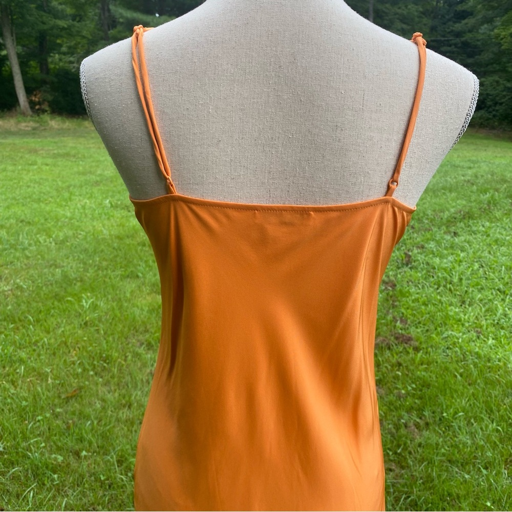 AYR DRESS MAXI ORANGE SILK SLIP ON SPAGHETTI STRAP SIZE S - Picture 9 of 12